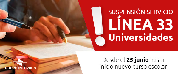 Suspensión línea 33 a partir del 25 de junio