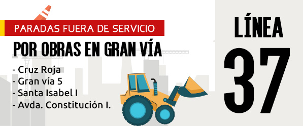 Paradas fuera de servicio por obras en Gran Vía  a partir del próximo miércoles 03 de agosto